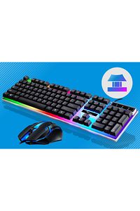 Led Işıklı Oyuncu Klavye Mouse Seti Usb Girişli Kablolu J-1001 ürün fotoğrafı