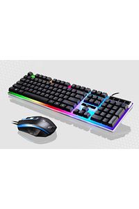 Led Işıklı Oyuncu Klavye Mouse Seti Usb Girişli Kablolu J-1001 ürün fotoğrafı