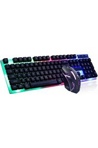 Led Işıklı Oyuncu Klavye Mouse Seti Usb Girişli Kablolu J-1001 ürün fotoğrafı