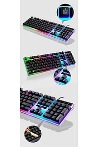 Led Işıklı Oyuncu Klavye Mouse Seti Usb Girişli Kablolu J-1001 ürün fotoğrafı