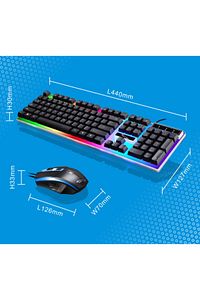 Led Işıklı Oyuncu Klavye Mouse Seti Usb Girişli Kablolu J-1001 ürün fotoğrafı