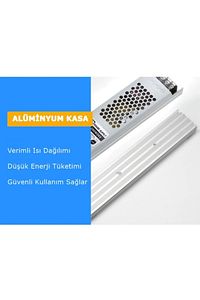 Ultra Slim Sessiz Şerit Led Trafosu Metal Kasa 12v 5 Amper Led Trafo Adaptör ürün fotoğrafı