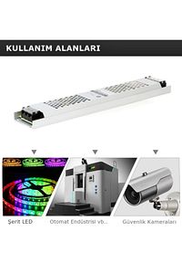 Ultra Slim Sessiz Şerit Led Trafosu Metal Kasa 12v 5 Amper Led Trafo Adaptör ürün fotoğrafı