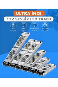 Ultra Slim Sessiz Şerit Led Trafosu Metal Kasa 12v 5 Amper Led Trafo Adaptör ürün fotoğrafı