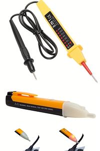Dedektörlü Temassız Voltaj Test Cihazı + 8 In 1 Kablolu Faz Voltaj Kontrol Kalemi-ölçüm Aleti Aleti ürün fotoğrafı