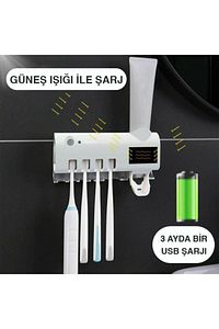 Otomatik Diş Macunu Sıkacağı Ve Sterilizatö 4 Adet Diş Fırçası Tutuculu ürün fotoğrafı