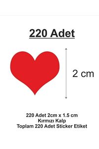 220 Adet 2 Cm Yapışkanlı Kalp Şekilli Kırmızı Sticker Etiket Hediye Paketleme Parti Hediyeleri ürün fotoğrafı