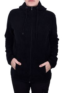 Kadın Siyah Kapşonlu Fermuarlı Polar Sweatshirt ürün fotoğrafı