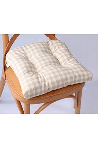 Lüx Pofidik Pötikareli Sandalye Minderi 38x38 Bej ürün fotoğrafı