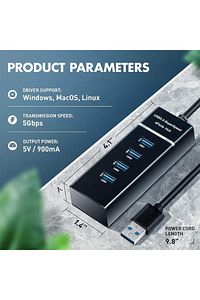 3.0 Usb Çoğaltıcı, 1.2 Metre Kablo Uzunluk Usb Çoklayıcı Hub 2 Tb Destekli ürün fotoğrafı