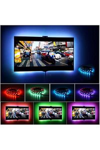 Tv Arkası Rgb Şerit Led Monitör Masa Aydınlatma Usb'li 1,5m Kumandalı ürün fotoğrafı