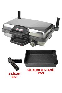 Turbo Granit Grill (INOX) Granit Pan Dahil - Silex Bazlama Lahmacun Pizza Izgara Tost Makinesi ürün fotoğrafı