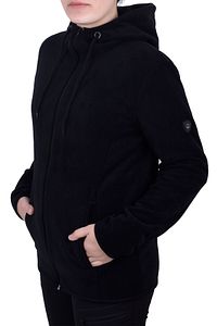 Kadın Siyah Kapşonlu Fermuarlı Polar Sweatshirt ürün fotoğrafı