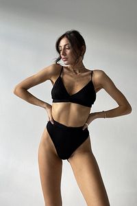 Kadın Siyah Yüksek Bel Dolgusuz Slip Takım ürün fotoğrafı