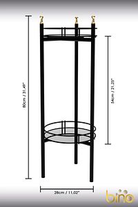 Saksılık Organizer Bahçe Balkon Standı Çiçeklik Dekoratif Lüks Metal 2 Katlı Servis Sunum Tepsi ürün fotoğrafı