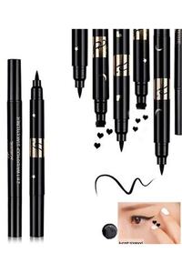 Çift Taraflı Kalp Ve Yıldız Desenli Kalem Eyeliner 2 Adet ürün fotoğrafı