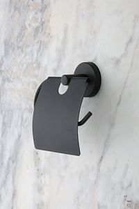Siyah Geniş Kapaklı Tuvalet Kağıtlığı Wc Kağıtlık Tuvalet Kağıdı Askısı ürün fotoğrafı