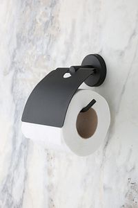 Siyah Geniş Kapaklı Tuvalet Kağıtlığı Wc Kağıtlık Tuvalet Kağıdı Askısı ürün fotoğrafı