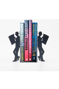 Gazete Okuma Desenli Metal Kitap Desteği - Kitap Tutucu - Ev Ve Ofis Dekoratif Aksesuar (2 Lİ SET) ürün fotoğrafı