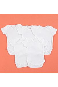 HelloBaby Bebek Basic Ribana Zarf Yaka 5li Kısa Kol Body - Beyaz ürün fotoğrafı