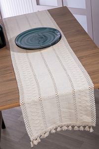 Pamuk Dantel Krem 35x145 Cm Runner Masa Örtüsü ürün fotoğrafı