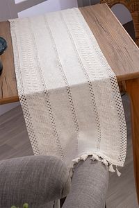 Pamuk Dantel Krem 35x145 Cm Runner Masa Örtüsü ürün fotoğrafı