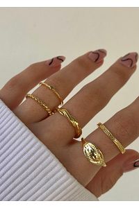 Gold Renk Yüzük Seti ürün fotoğrafı