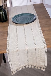 Pamuk Dantel Krem 35x145 Cm Runner Masa Örtüsü ürün fotoğrafı
