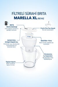 Marella Xl 3 Filtreli Su Arıtma Sürahisi - Beyaz ürün fotoğrafı