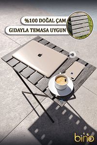Katlanır Mutfak Masası Yükseklik Ayarlı Ahşap Kamp Masası Piknik Masası Balkon Masası ürün fotoğrafı