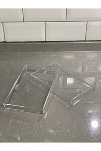 2 Adet Pleksiglas Dekoratif Sunum Tepsisi Şeffaf ürün fotoğrafı