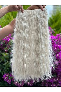 Soğuk Sarı Yarımay +2 Yan Dalgalı Çıt Çıt - 65 Cm Fiber Sentetik ürün fotoğrafı