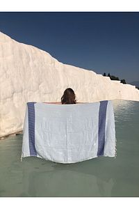 2'li Set Peştemal Plaj Havlusu , %100 Pamuk , Xxl 100x180cm, Marmaris, L.gökmavisi-pembelila ürün fotoğrafı