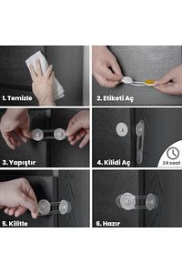 10 Adet Uzun Çok Amaçlı Dolap Çekmece Beyaz Eşya Bebek Ve Çocuk Güvenlik Kilidi ürün fotoğrafı