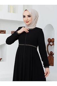Yazlık Mevlana Model Kol Ve Beli Desenli Kloş Pardesü ürün fotoğrafı