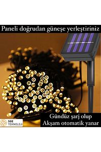 Güneş Enerjili 99 Led 12 Metre Sarı Renk Bahçe Aydınlatması Led Işık ürün fotoğrafı
