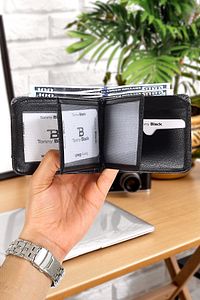Orijinal Erkek Gri Deri Cüzdan 10 Kart 3 Kimlik 2 Kağıt Para Bölmesi Tbdc00012-02 ürün fotoğrafı
