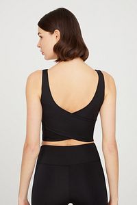 Siyah Hafif Destekli Sırt Detaylı Kaplı Crop Top Büstiyer Cropped ürün fotoğrafı
