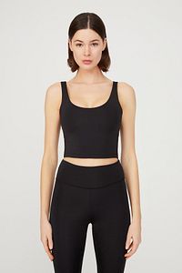 Siyah Hafif Destekli Sırt Detaylı Kaplı Crop Top Büstiyer Cropped ürün fotoğrafı