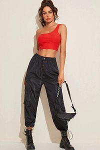 Kadın Kırmızı Tek Omuz Crop Büstiyer ürün fotoğrafı