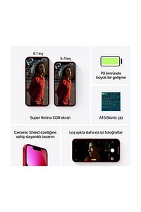 iPhone 13 128 GB Kırmızı Cep Telefonu (Apple Türkiye Garantili) ürün fotoğrafı