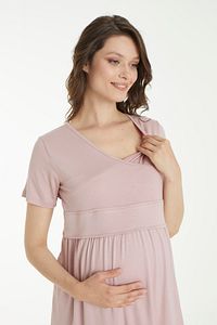 Pudra Çizgi Desenli Lohusa Ve Hamile Pijama Takım ürün fotoğrafı