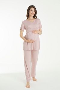 Pudra Çicek Desenli Lohusa Ve Hamile Pijama Takım ürün fotoğrafı