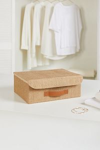 Jüt Kapaklı Dolap Çekmece İçi Takı Çamaşır Katlanır Saklama Kutusu Organizer 30x23x11 ürün fotoğrafı