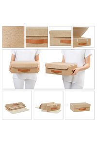 Jüt Kapaklı Dolap Çekmece İçi Takı Çamaşır Katlanır Saklama Kutusu Organizer 30x23x11 ürün fotoğrafı