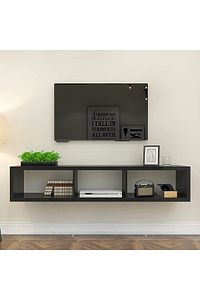 Siyah 140 Cm Tv Ünitesi Duvar Rafı Kitaplık Tv Sehpası Tv Standı ürün fotoğrafı