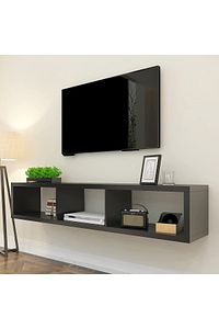 Siyah 140 Cm Tv Ünitesi Duvar Rafı Kitaplık Tv Sehpası Tv Standı ürün fotoğrafı
