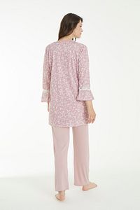 Pudra Çicek Desenli Lohusa Ve Hamile Pijama Takım ürün fotoğrafı
