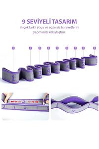 Profesyonel Jimnastik Eğitim Bandı 9 Seviyeli Pilates Yoga Direnç Spor Elastik Gergi Yoga Bandı ürün fotoğrafı