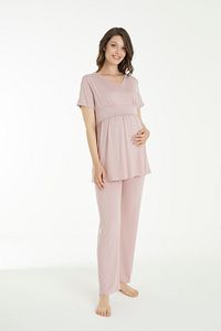 Pudra Çicek Desenli Lohusa Ve Hamile Pijama Takım ürün fotoğrafı